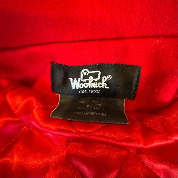 Vintage Woolrich Women’s Coat 100% Pure Wool Red Pea Coat Size M - Picture 3 of 10